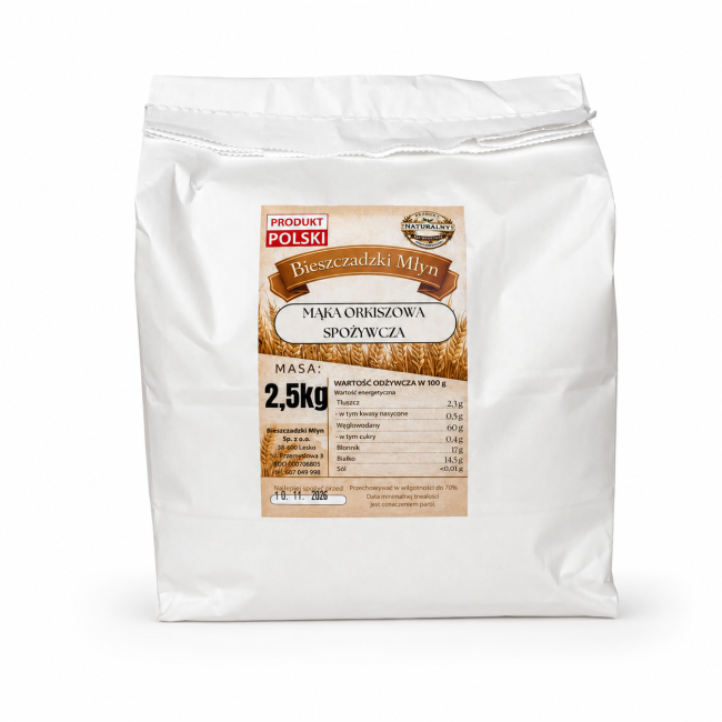 Mąka orkiszowa 2,5 kg – Bieszczadzki Młyn